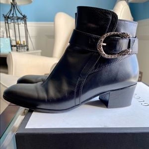 Gucci Black Leather Booties- Size 38